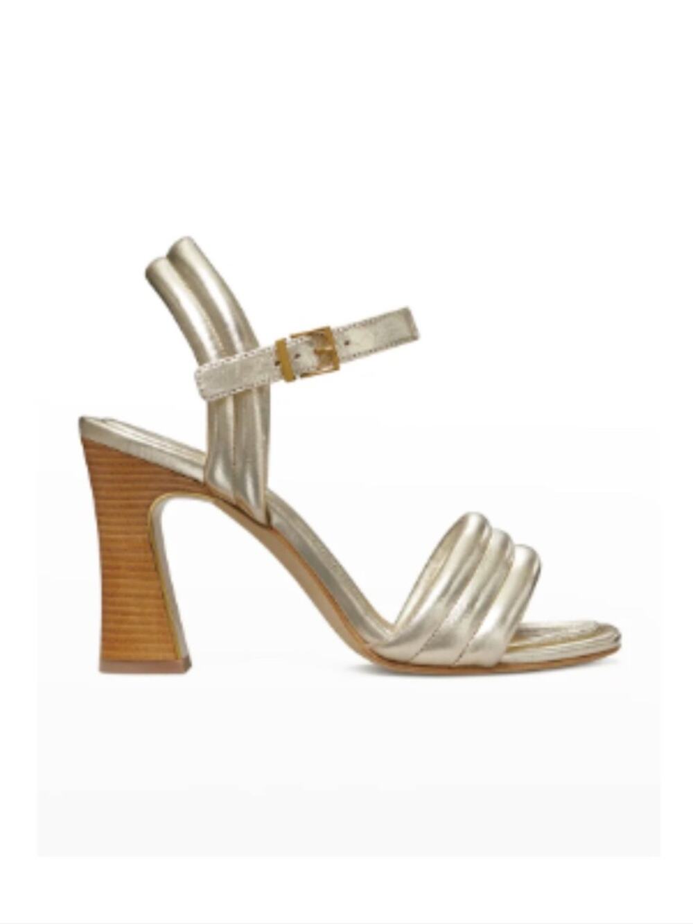 Tory Burch Puffed Up Metallic Ankle-Strap Heel Sandals spark gold - 9